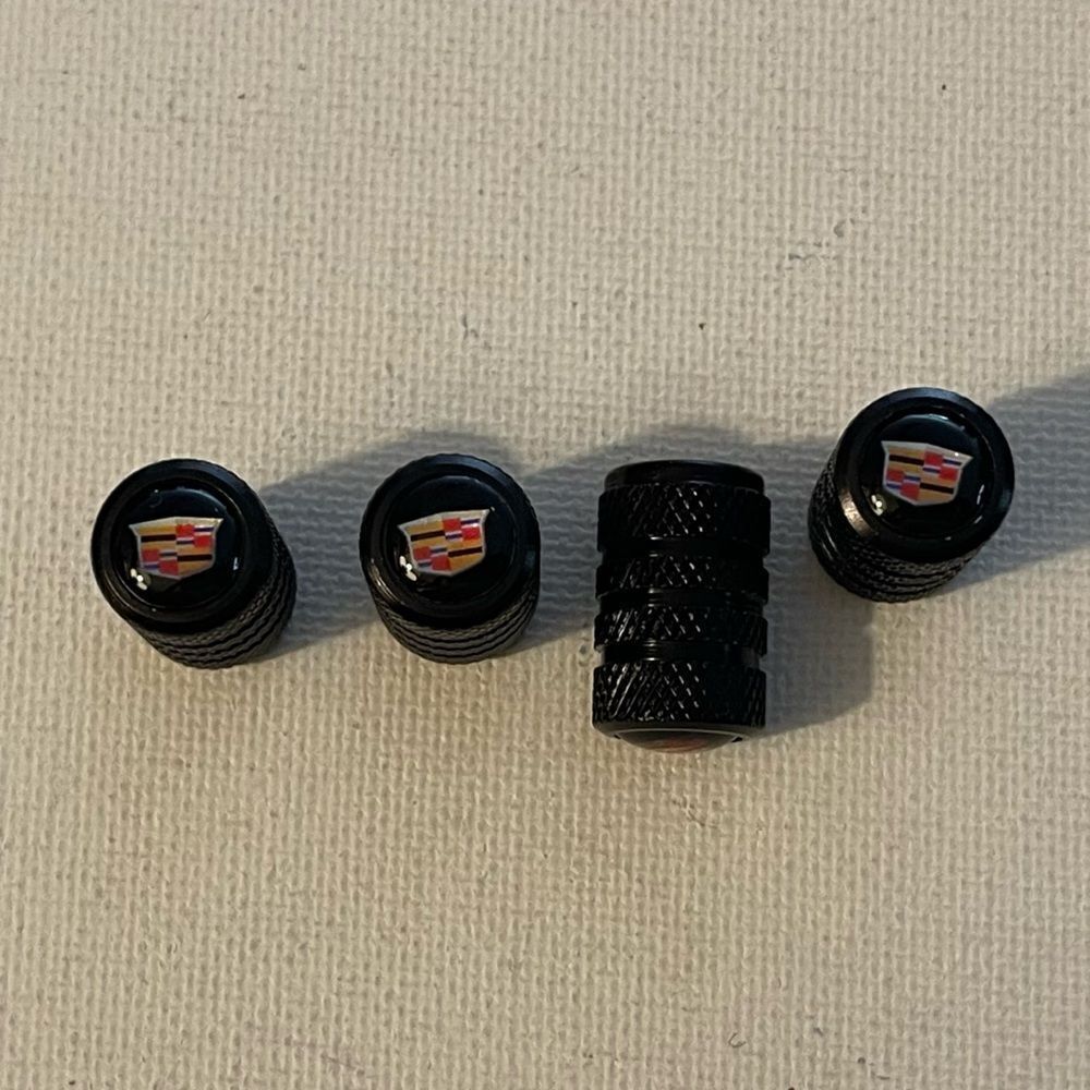 Cadillac Logo Valve Stem Caps in Black set of 4 NWT